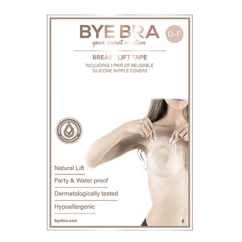 ByeBra® Brysttape med silikone brystvorteskjulere - Skål: D, E, F