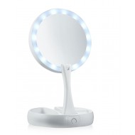 Foldbart Makeup spejl med lys LED og 10x forstørrelse
