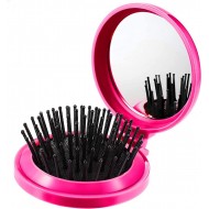Kompakt makeup spejl med børste - pink
