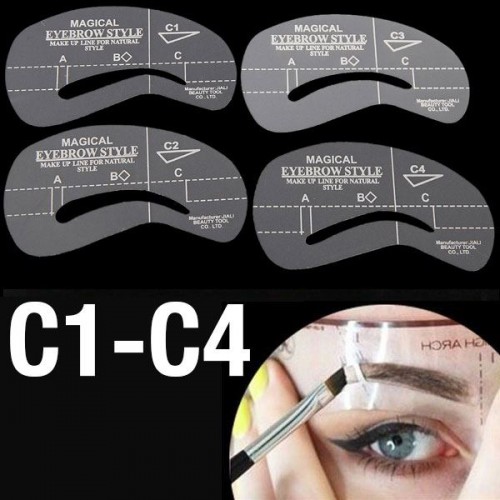 Øjenbryns Skabeloner - Eyebrow Stencils (C1-C4) - 4 stk.