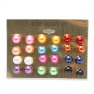 Perle øreringe pakke med 12 par i forskellige farver